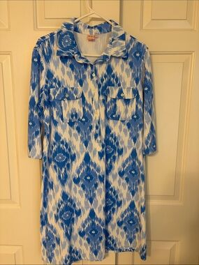 Persifor Blue and White Ikat Winpenny Dress